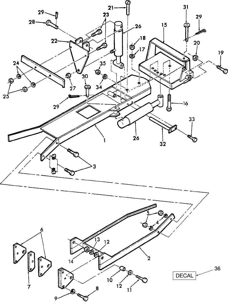 02.01 702 - FRAME & RELATED PARTS, HYDRAULIC & MANUAL ANGLE BLADE - 1100,1200