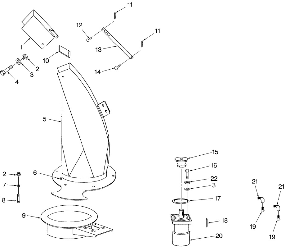 009 11" SPOUT, HYDRAULIC ROTATOR AND MANUAL FLIPPER - 84"