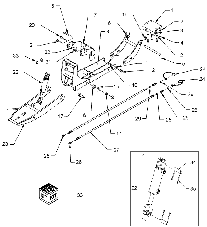 601 MALE QUICK HITCH & SUBFRAME - TC30 ONLY 715451066