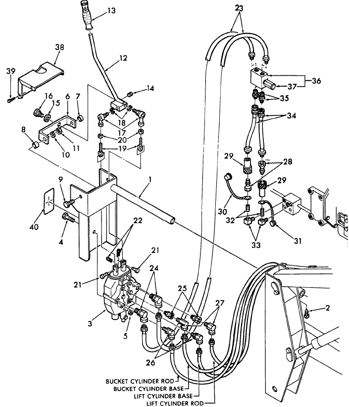 005 HYDRAULIC HOSE KIT WITH SINGLE LEVER VALVE,MODEL  19SM4936