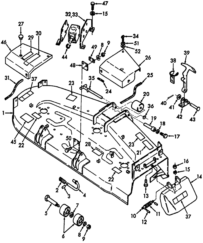 002 MOWER DECK ASSEMBLY & RELATED PARTS - 72" - 9809199  FOR 1720/1920 MODELS