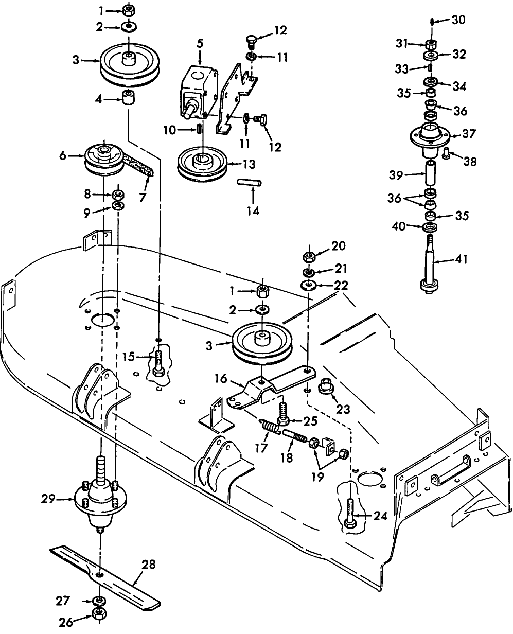 005 BLADE & PULLEY ASSEMBLY - 72" - 9809198 FOR 1520 MODELS