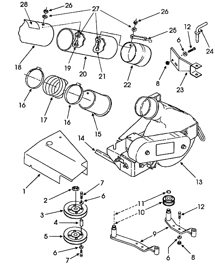 065 BLOWER, BLOWER MOUNT AND DUCTING 716420001/54" & 60"
