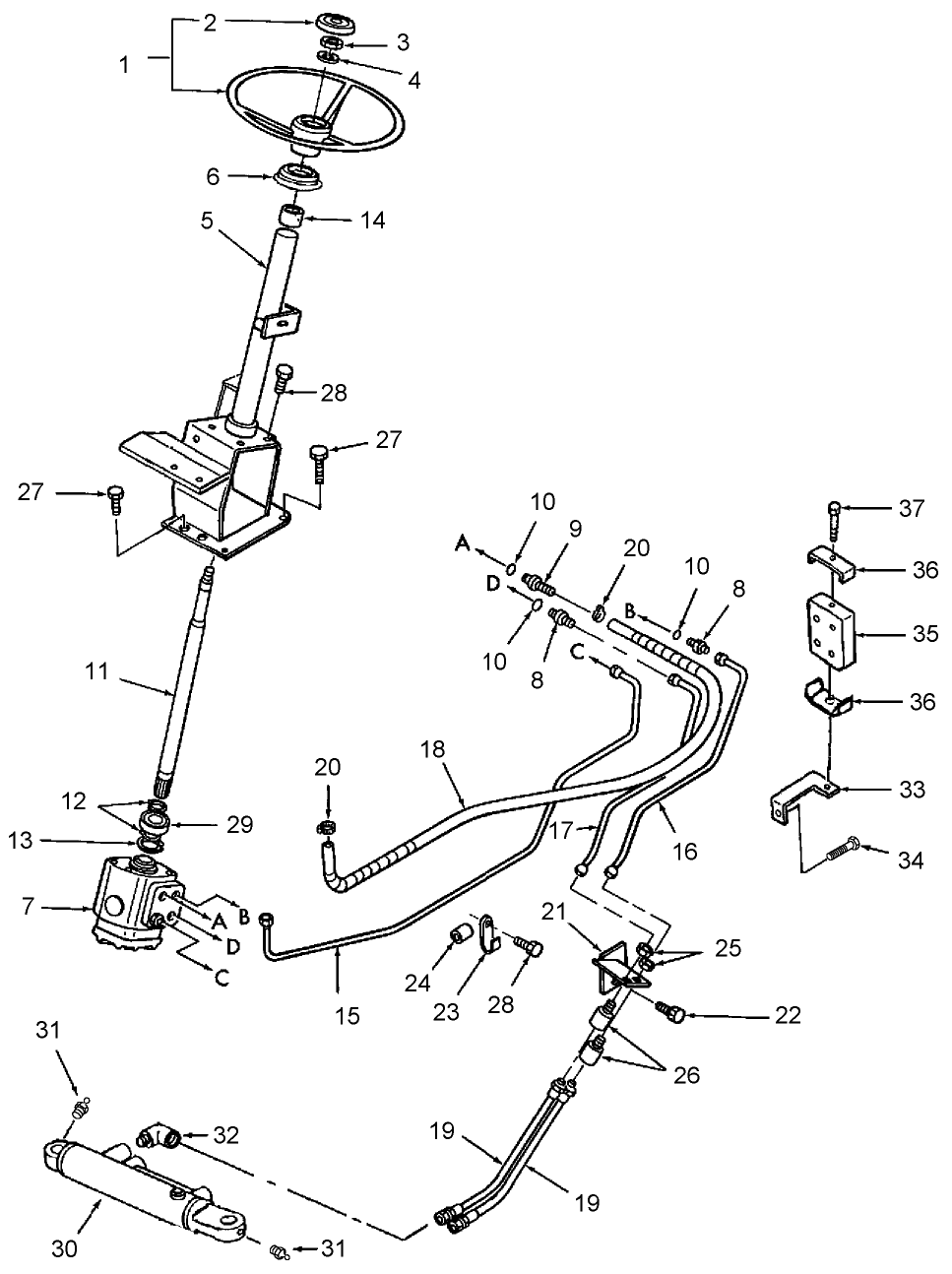 03G02 STEERING COLUMN, GEARBOX & PIPING, W/POWER STEERING