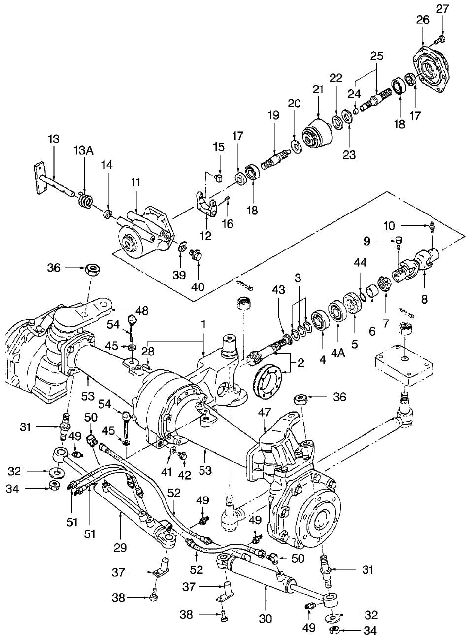 03B01 FRONT AXLE, DIFFERENTIAL & SENSITRACK CLUTCH, W/SUPER STEER