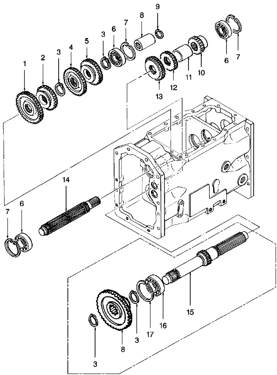 07C04 FRONT TRANSMISSION GEARS W/9 X 3 PTO SHAFT