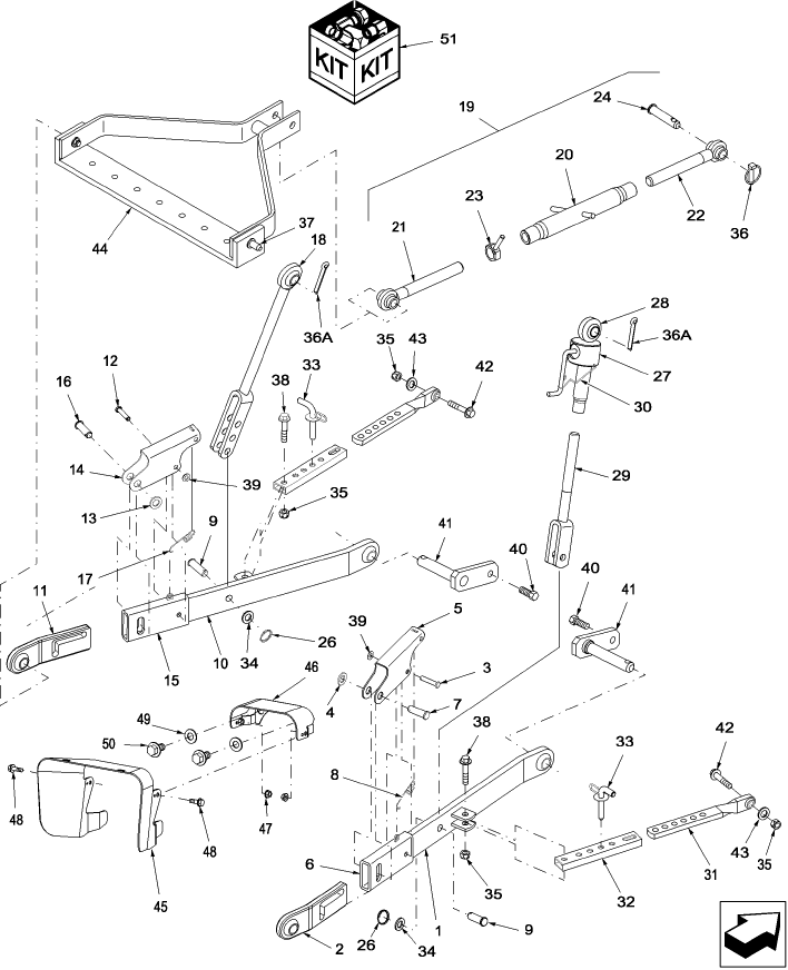 09.02 DELUXE 3PT HITCH, PTO SHIELD & DELUXE 3PT HITCH KIT - 710902076