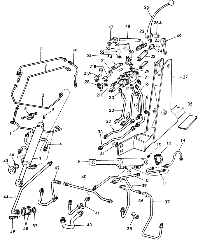 18B02 HYDRAULIC CONTROLS, LINES & HOSES, 445A, 450, 545A, 19-854, 19-855, 19-856, 19-857 & 19-858