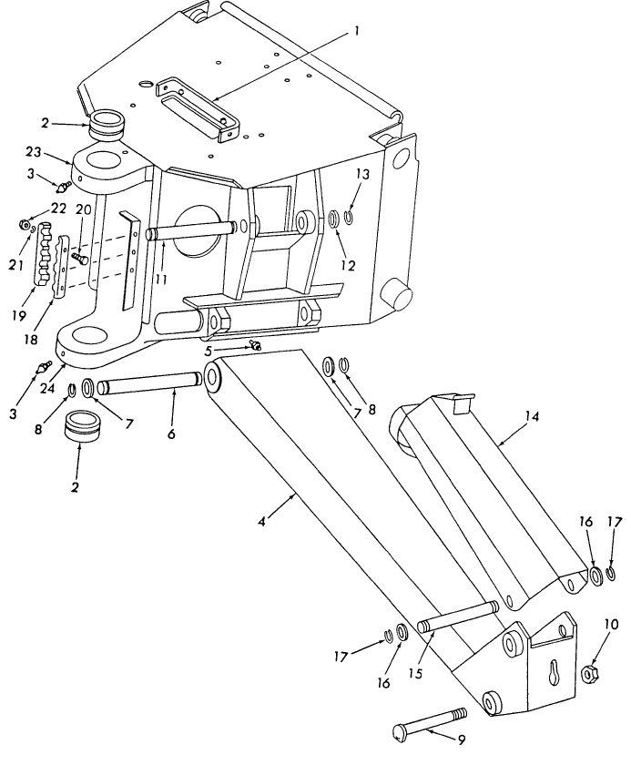 001 MAIN FRAME, STABILIZER ARM & SHIELD ASSEMBLY