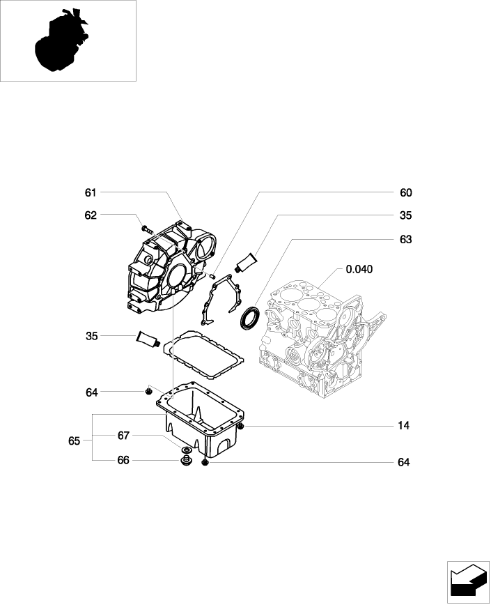 0.042(01) FLYWHEEL HOUSING & OIL SUMP