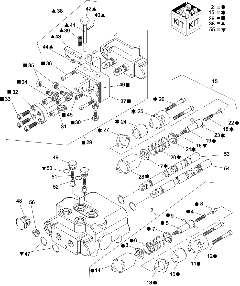 007 HYDRAULIC REMOTE CONTROL VALVE, 2-SPOOL