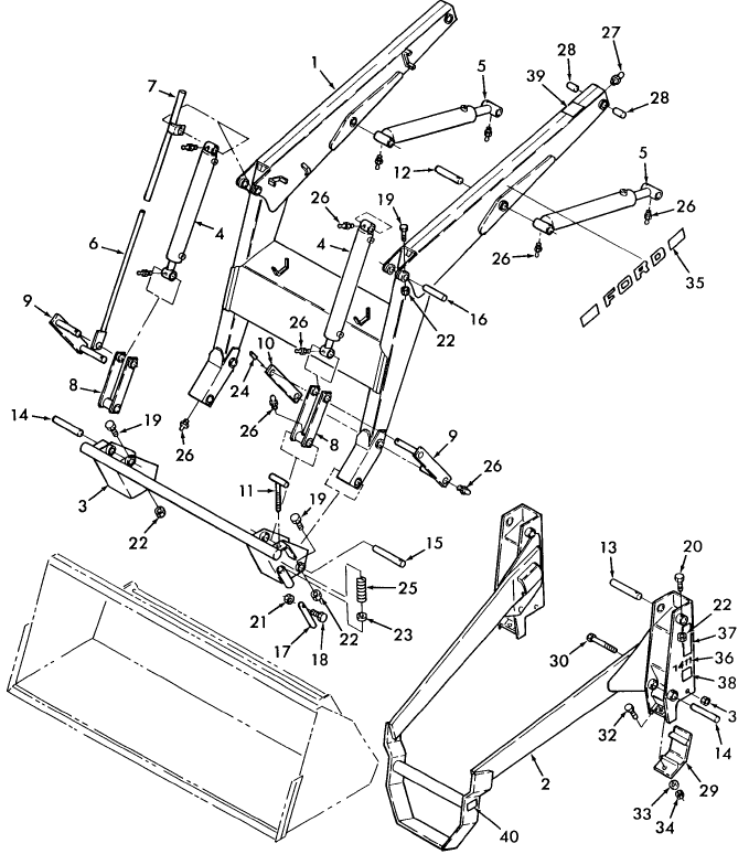 001 BOOM & SIDE FRAME ASSY. 9843601 - SERIES 7411