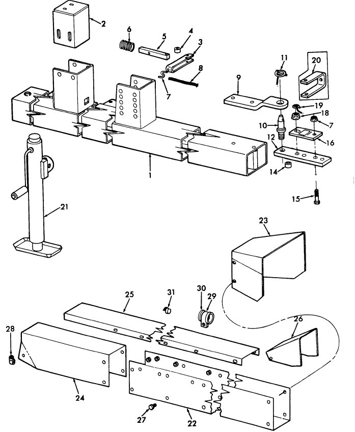 003 TONGUE ASSEMBLY, SHIELDING & JACK - 670-SERIES,672-SERIES