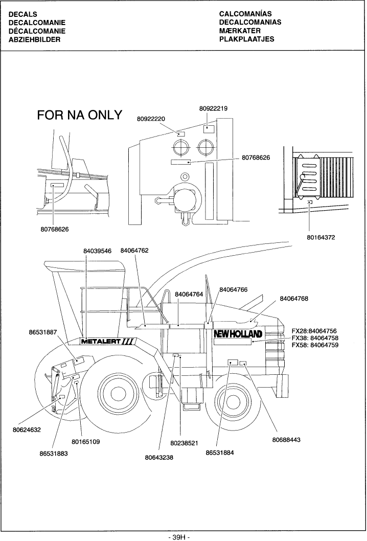 0.0039H(01) COMMERCIAL DECALS - SAFETY DECALS - INSTRUCTION DECALS - FOR NA ONLY