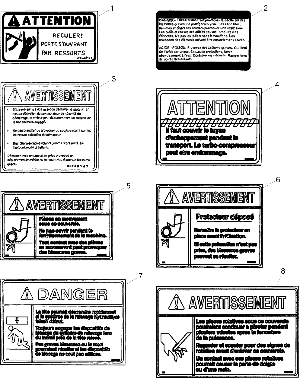 0.0016(02) SAFETY & INSTRUCTION DECALS, FRENCH