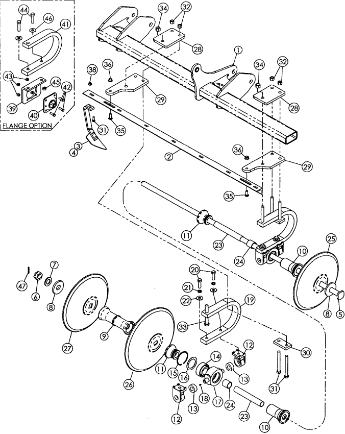 9-20 REAR DISK GANG - 7 SHANK NON-FOLD ASSEMBLY (ALL QUANTITIES GIVEN ARE FOR ONE GANG ASSEMBLY)