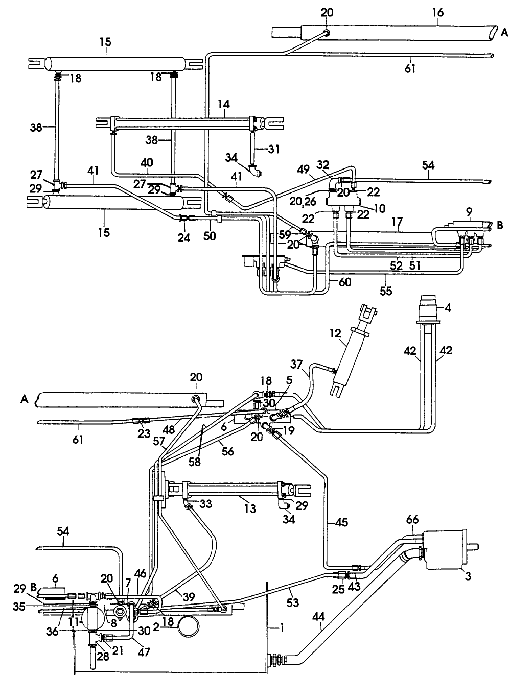 010(1) HYDRAULIC SYSTEM, TOP VIEW, BSN 2500