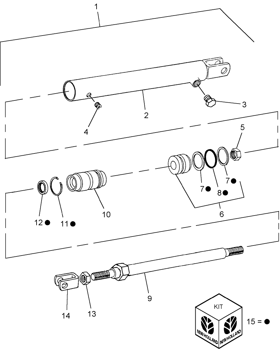 034(1) HYDRAULIC CYLINDER, 86517058, BALE LOADER