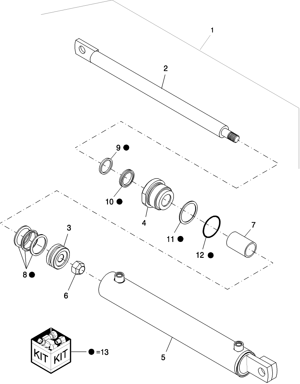 038(2) HYDRAULIC CYLINDER, 87018046, PUSH OFF