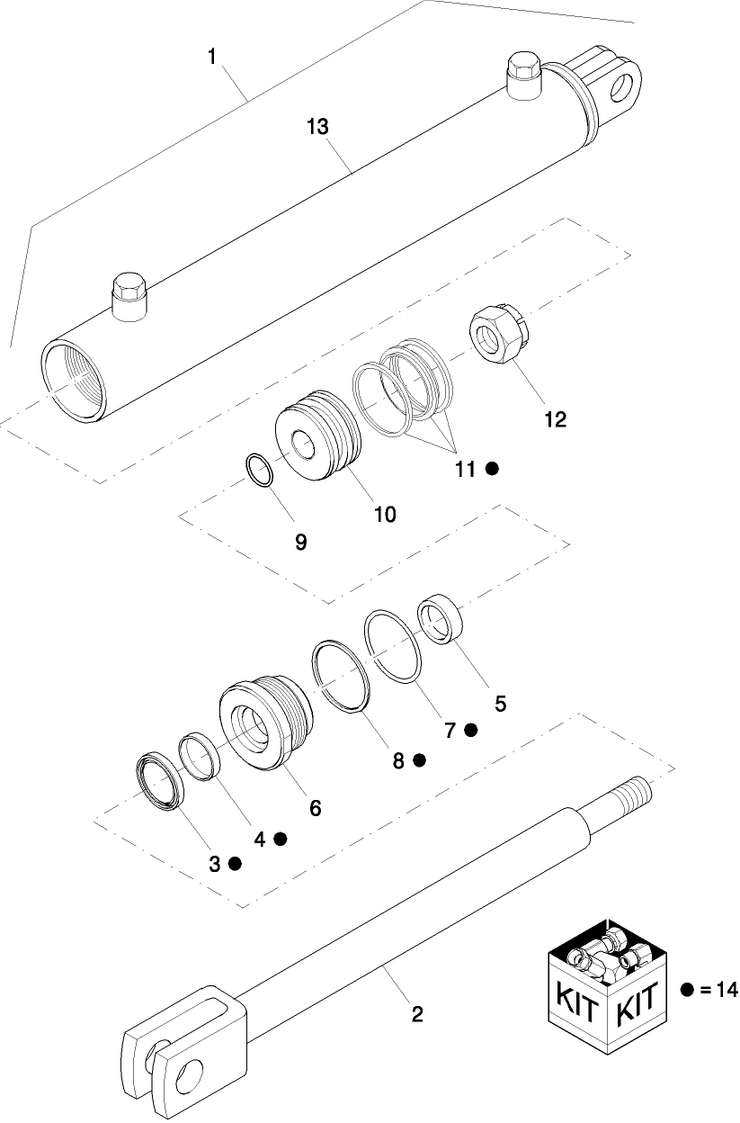 037(2) HYDRAULIC CYLINDER, 87018103, LOAD RACK LIFT