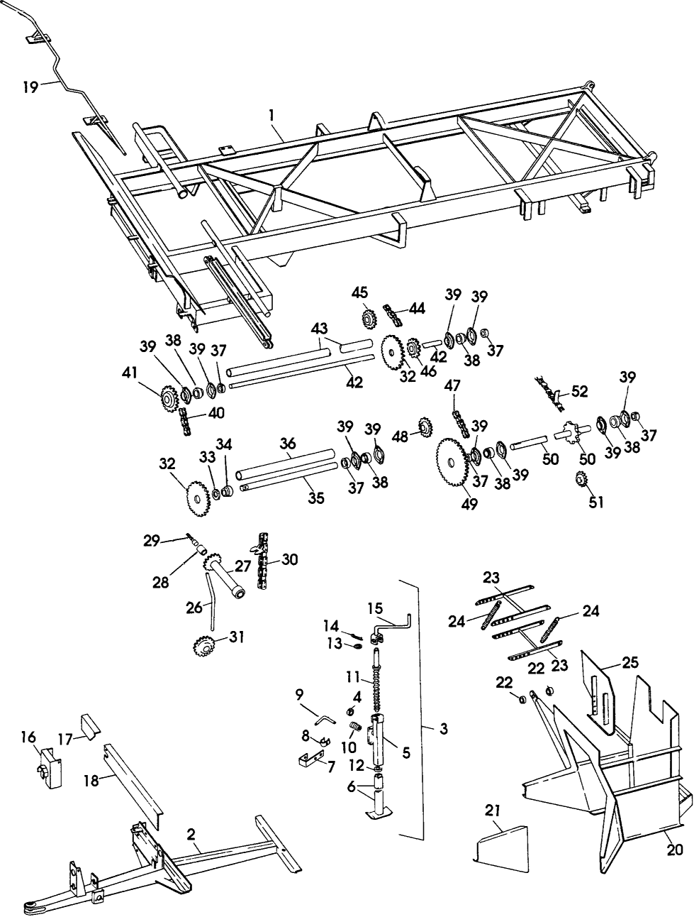 001 MAIN FRAME, BALE LOADER AND CROSS CONVEYOR