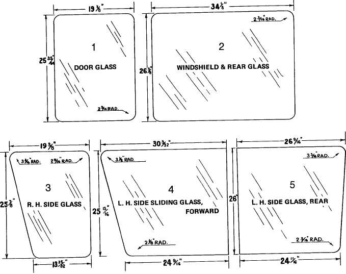 071 WINDOW GLASS DIMENSIONAL DATA, MATERIAL SPECIFICATION