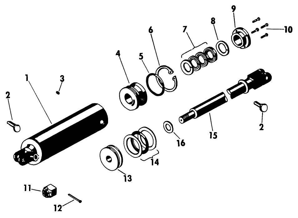 019 HYDRAULIC CYLINDER, TINE RACK, BSN 161, 1050