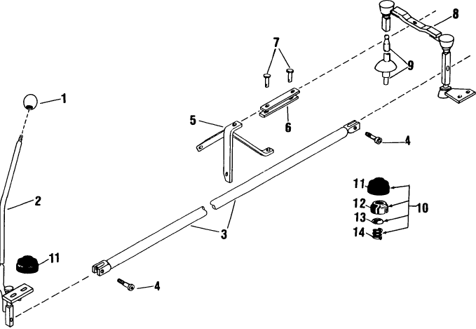 046 GEARSHIFT LINKAGE USED ON & BSN 1540 - 1068, USED ON & BSN 1989, EXCEPT FOR 6 MACHINES, S/N 1855 THRU 1860 - 1069