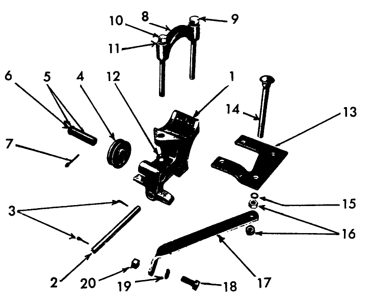 017 PULLEY HOUSING SUPPORT BRACKET ASSEMBLY, MODELS 14-3, 14-4, 14-50