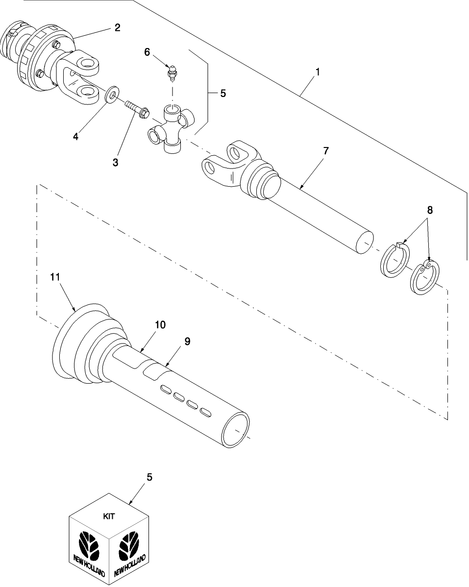 01.04(1) SECONDARY PTO W/ CLAMP & HUB ON CLUTCH, ASN-645446