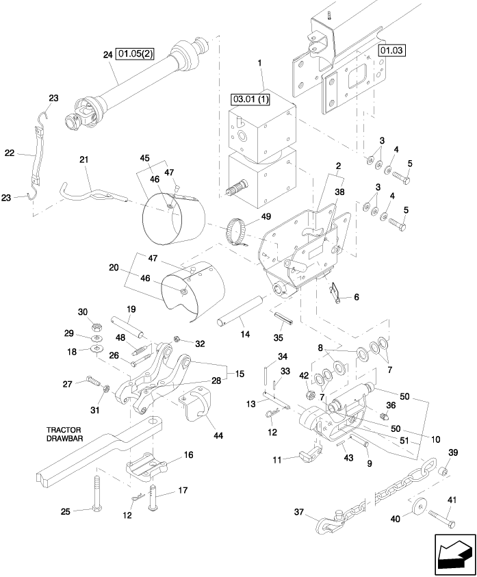 12.01 DRAWBAR SWIVEL HITCH & SAFETY CHAIN