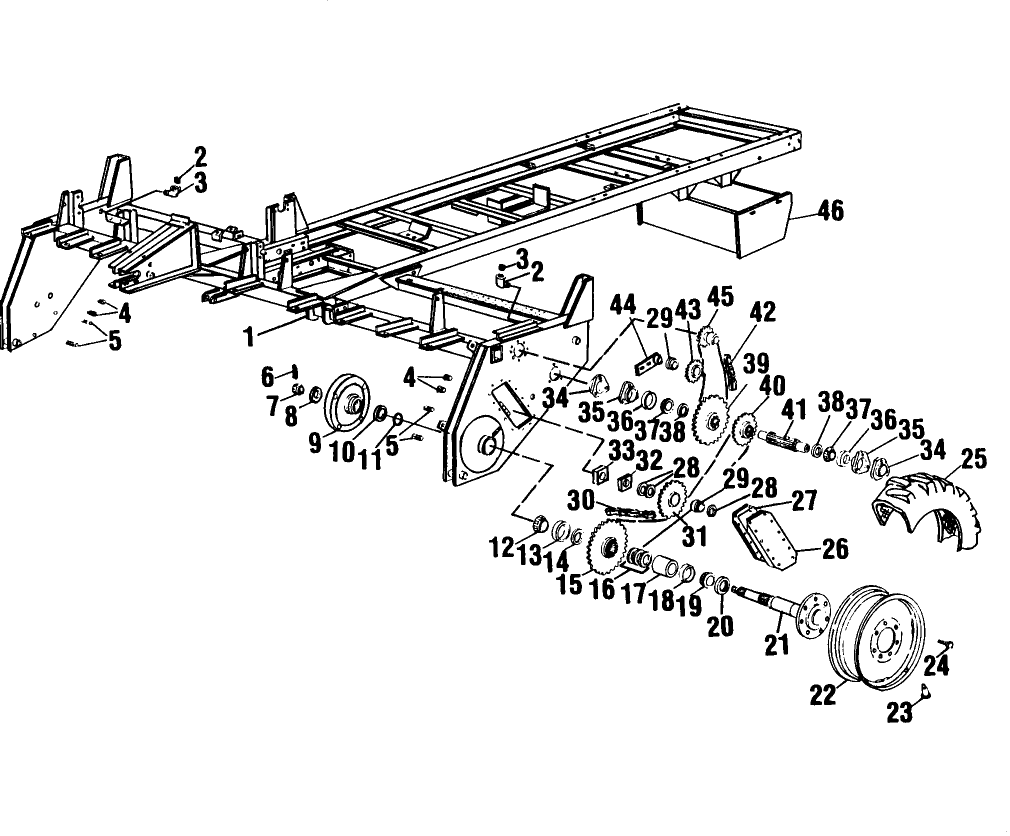 002 MAIN FRAME, CHAIN CASE & FRONT AXLE