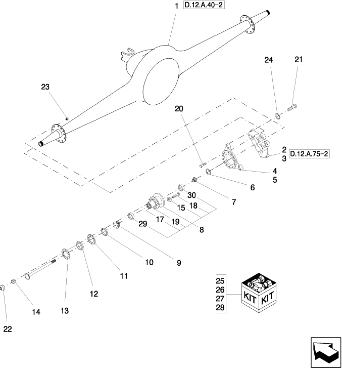 D.12.A.75(1) REAR AXLE, WHEEL HUB, AXLE SHAFT & BRAKES