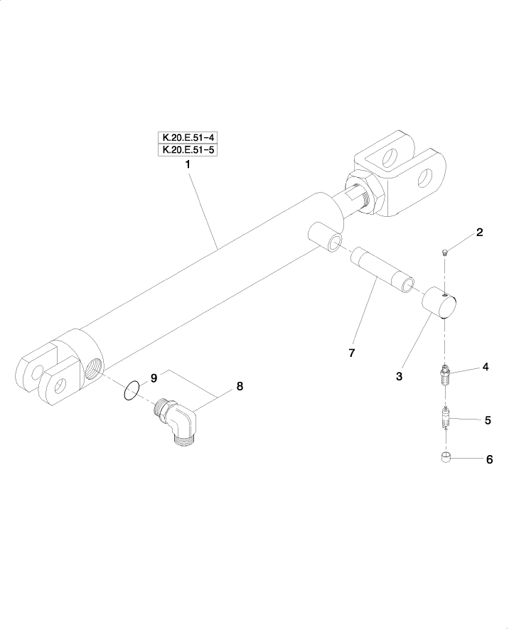 K.20.E.51(3) HYDRAULIC CYLINDER & FITTINGS, FIRST TABLE LIFT