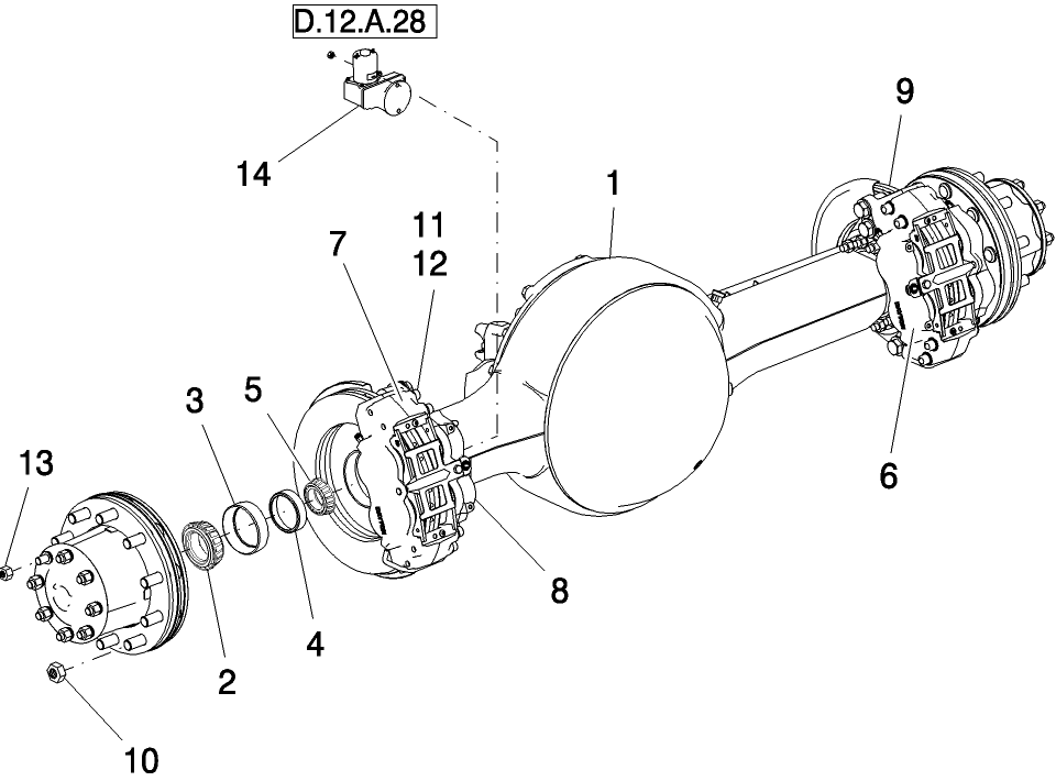 D.12.A.40(3) REAR AXLE, MERITOR RS-21S230, P.I.N. Y6B440000 (BW28) & Y6B450003 (BW38) & AFTER