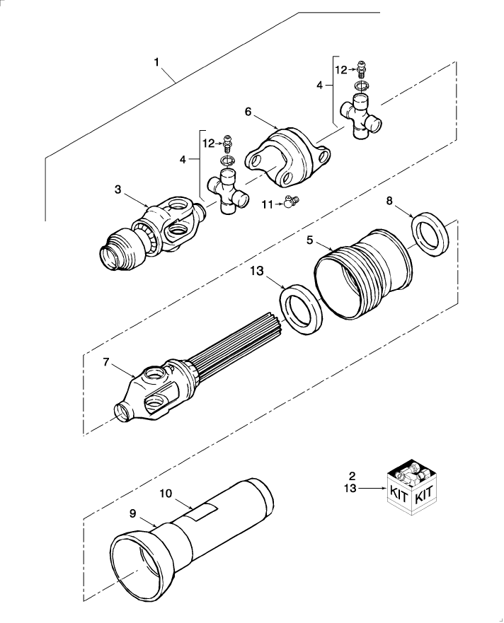 01.01 PRIMARY PTO, FRONT HALF, 540 RPM
