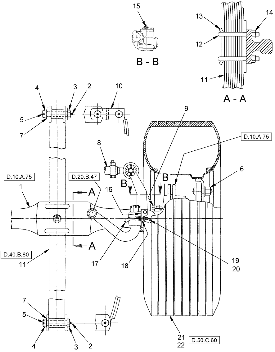  D.10.A.40 FRONT AXLE, TIE-ROD, TIRE & WHEEL