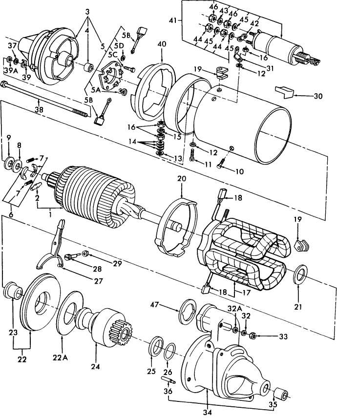 11E02 STARTING MOTOR & RELATED PARTS, DIESEL, 5.0"