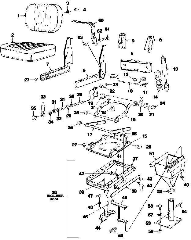 13A01 DELUXE SEAT & BRACKET ASSEMBLY, BOSTROM VIKING - 455