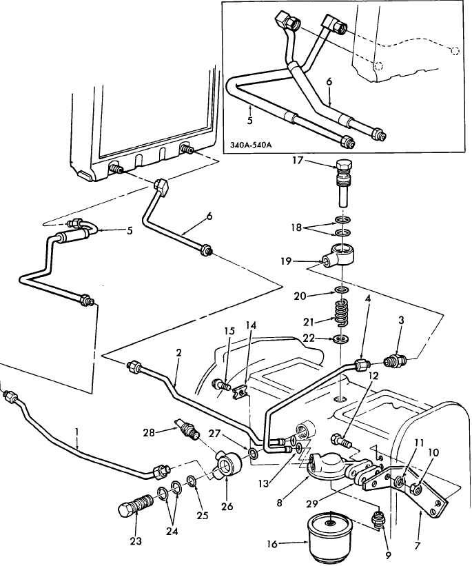 07B09 TORQUE CONVERTER, TRANSMISSION, FILTER & COOLER TUBES (78/) 445A, 545A (3-81/) 340A, B, 540A