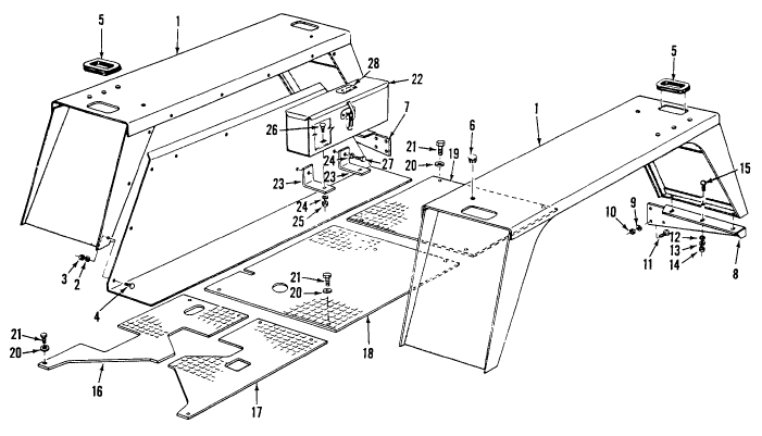 14A01 REAR FENDERS, PLATFORM, TOOLBOX & RELATED PARTS