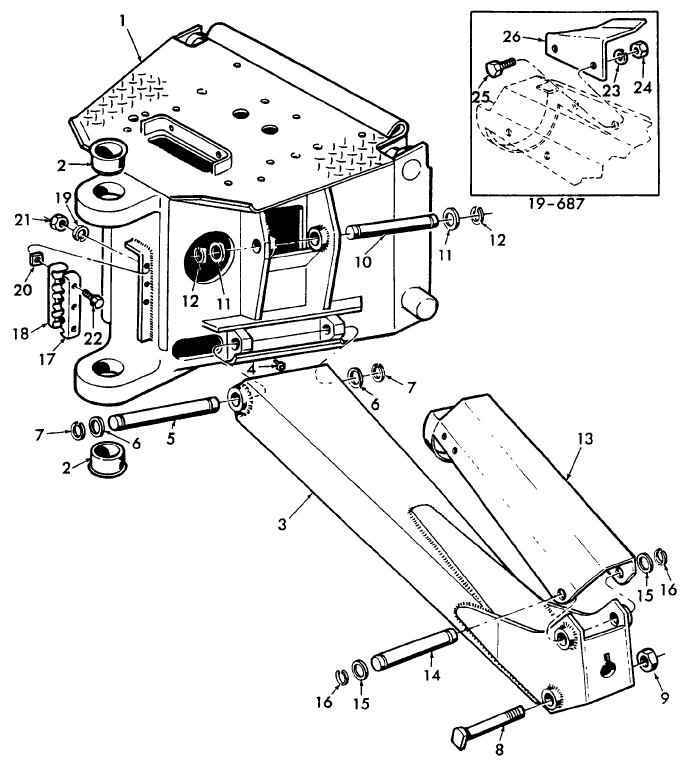 19A01 MAIN FRAME, STABILIZER ARM & SHIELD ASSEMBLY -  6500 - 650