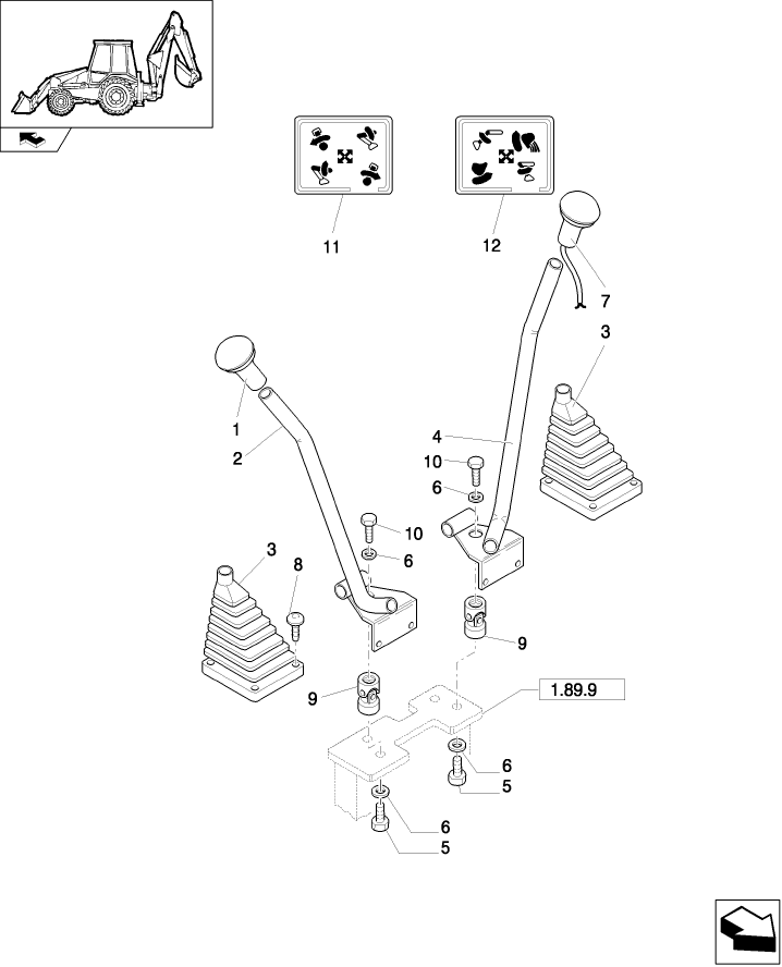 351(01) JCB 2 LEVER BACKHOE CONTROLS