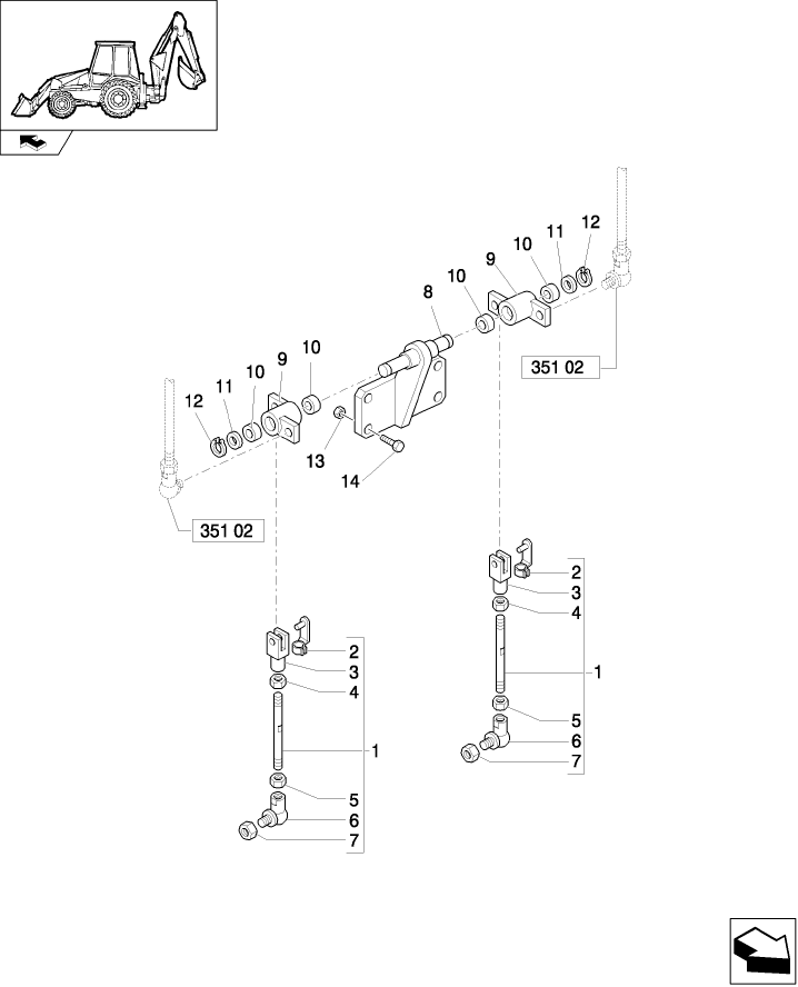 351(03) JCB 2 LEVER BACKHOE CONTROLS