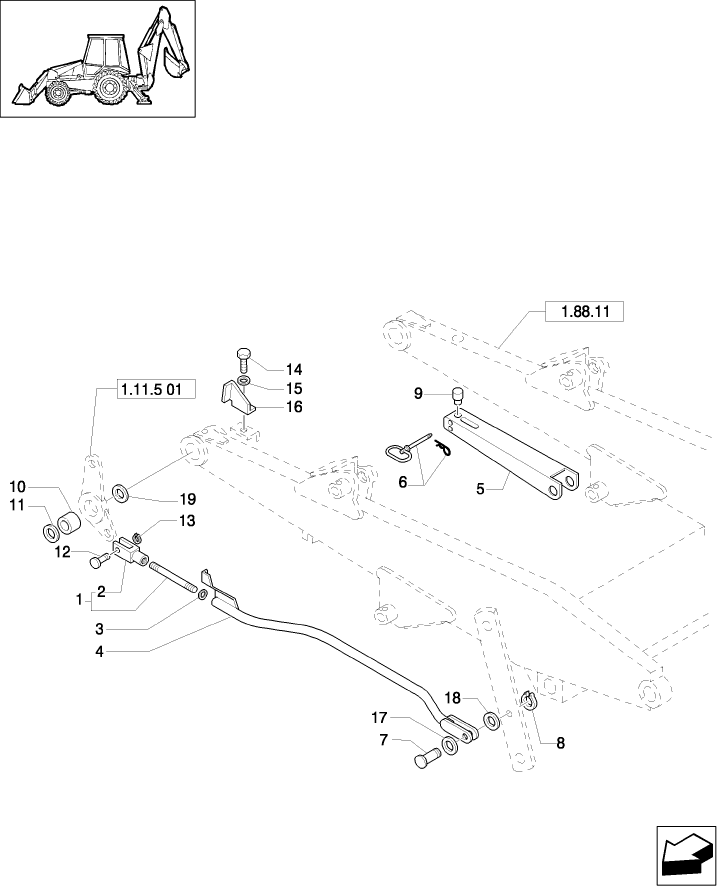 1.11.5(02) SELF-LEVELING LINKAGE, LOADER ARM (CENTER PIVOT)