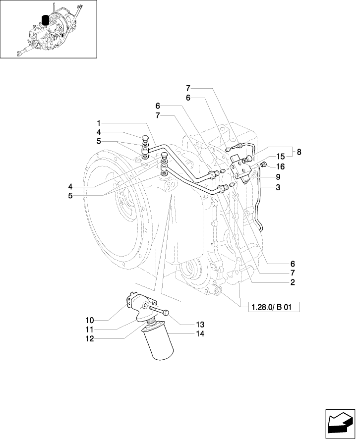 1.28.0/  B(03) TRANSMISSIONGEARING SPEED GEAR (4WD POWER-SHUTTLE)