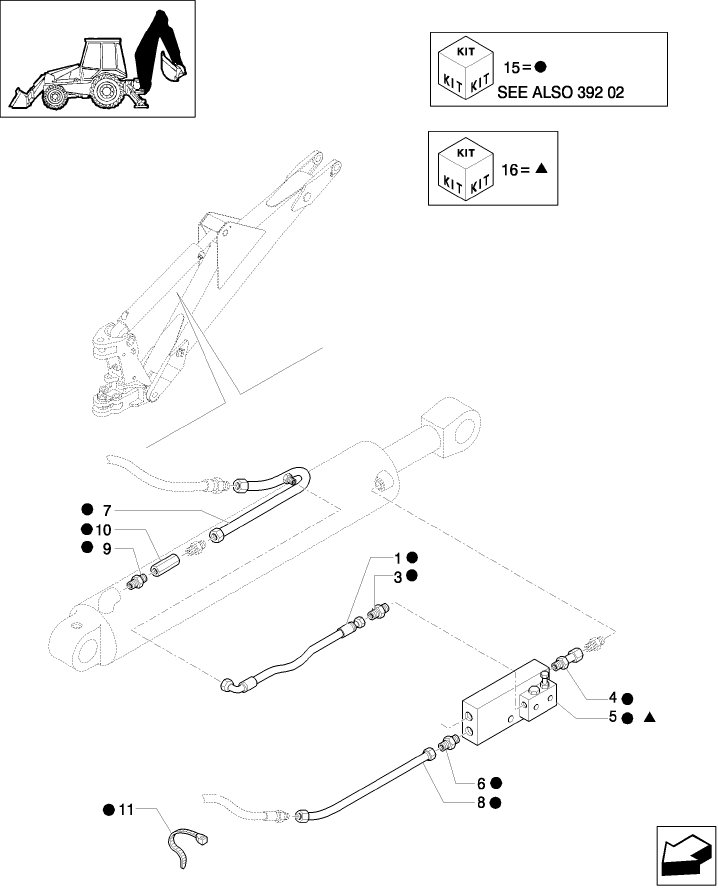 392(01) LOCKING VALVE ON BACKHOE LIFT AND DIPP. CYLINDER