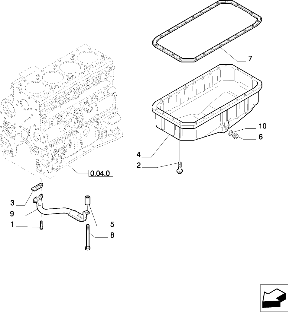 0.04.2/01(01) ENGINE OIL SUMP - ENGINE VERSION (02)