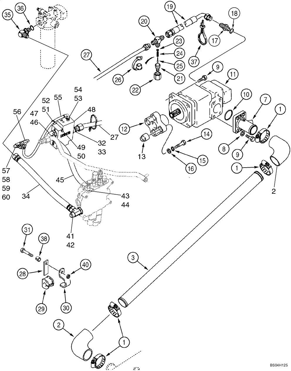 08 -01A HYDRAULICS - PUMP, FILTER AND LOADER VALVE (WITH HUSCO LOADER VALVE W/SEPARATE PRIORITY VALVE)