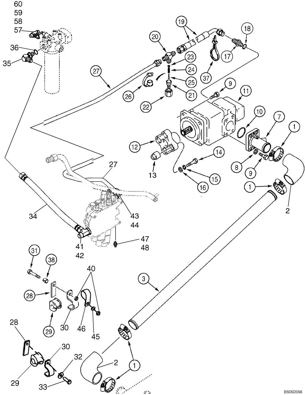 08 -01B HYDRAULICS - PUMP, FILTER AND LOADER VALVE (WITH HUSCO LOADER VALVE W/BUILT-IN PRIORITY VALVE)